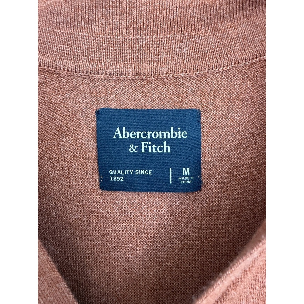Abercrombie & Fitch Striped Polo Knit Shirt Mens Medium Rust Color Cotton - Picture 4 of 6